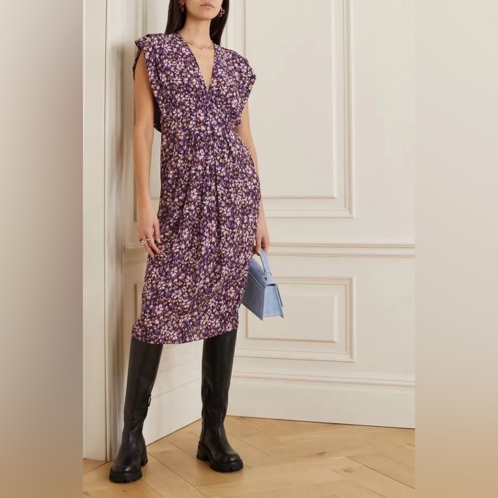 Isabel Marant Epolia purple/orange, midi dress, size FR 40